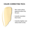 Yellow color-correcting cream swatch with benefits: blends skin, neutralizes blue tones, brightens, reduces dark circles.