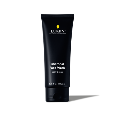 Lumin Charcoal Face Wash Daily Detox in black 100ml tube for men's skincare cleansing and detoxifying.
