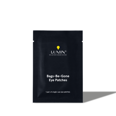 Lumin Bags-Be-Gone single-use men's eye patches for under eye puffiness and dark circles skincare.