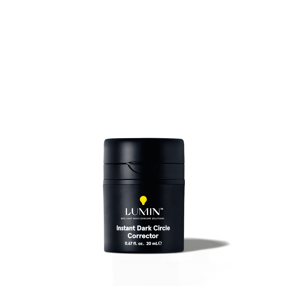 Lumin Instant Dark Circle Corrector black skincare bottle for men, 20 mL eye cream for dark circles reduction