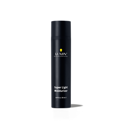 Lumin Super Light Moisturizer for men, hydrating facial skincare lotion in black 1.69 fl. oz bottle