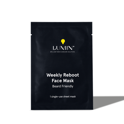 Lumin Weekly Reboot Beard-Friendly Face Mask single-use sheet for men's skincare and hydration boost